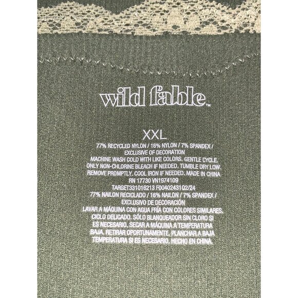 Wild Fable Junior Green Lace Trim Ribbed Crop Top With Adjustable Strap Size XXL - Picture 9 of 12